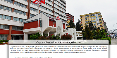 ÇAYKUR'DAN BASIN AÇIKLAMASI